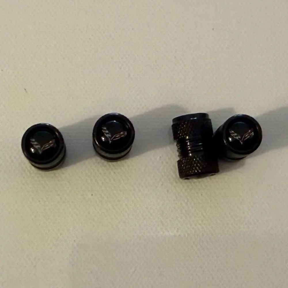 Corvette Valve Stem Caps in Black Set of 4 NWT